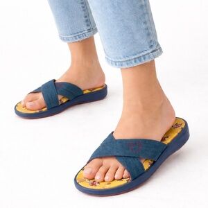 Disney Mickey Mouse Yellow & Blue Women’s Flip Flop Sandals Size 7-8